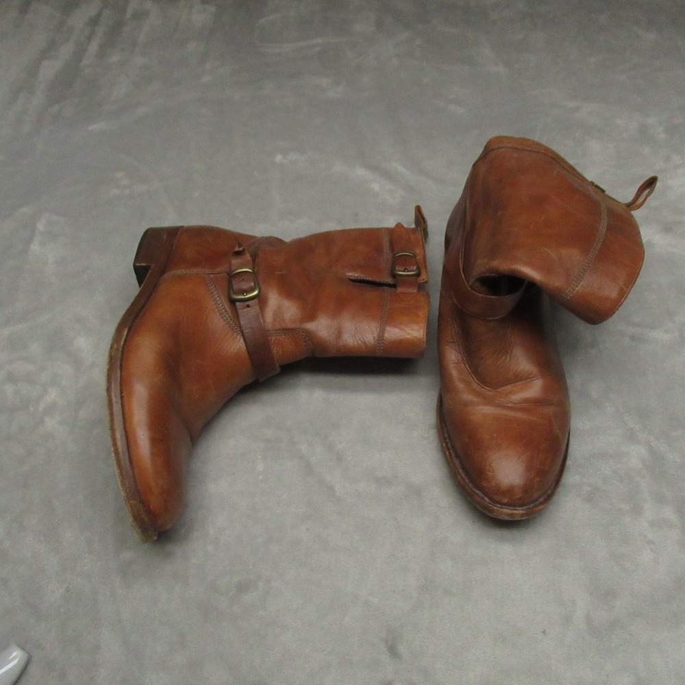 Belstaff Womens 9.5 Boots Brown Leather 40EU Engineer Buckle‎ Moto Biker Italy